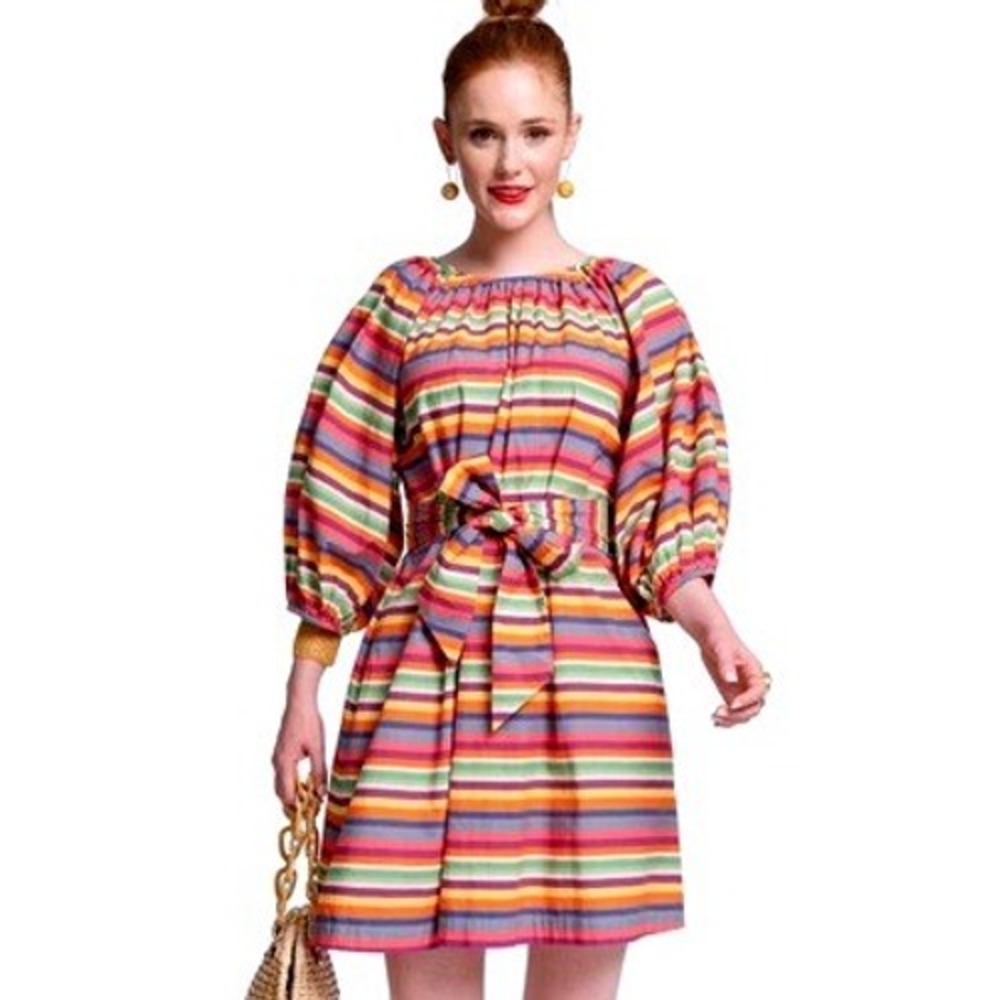 Frances Valentine Bliss Mini Dress Candy Stripe Cotton Multi Color Size Med NEW